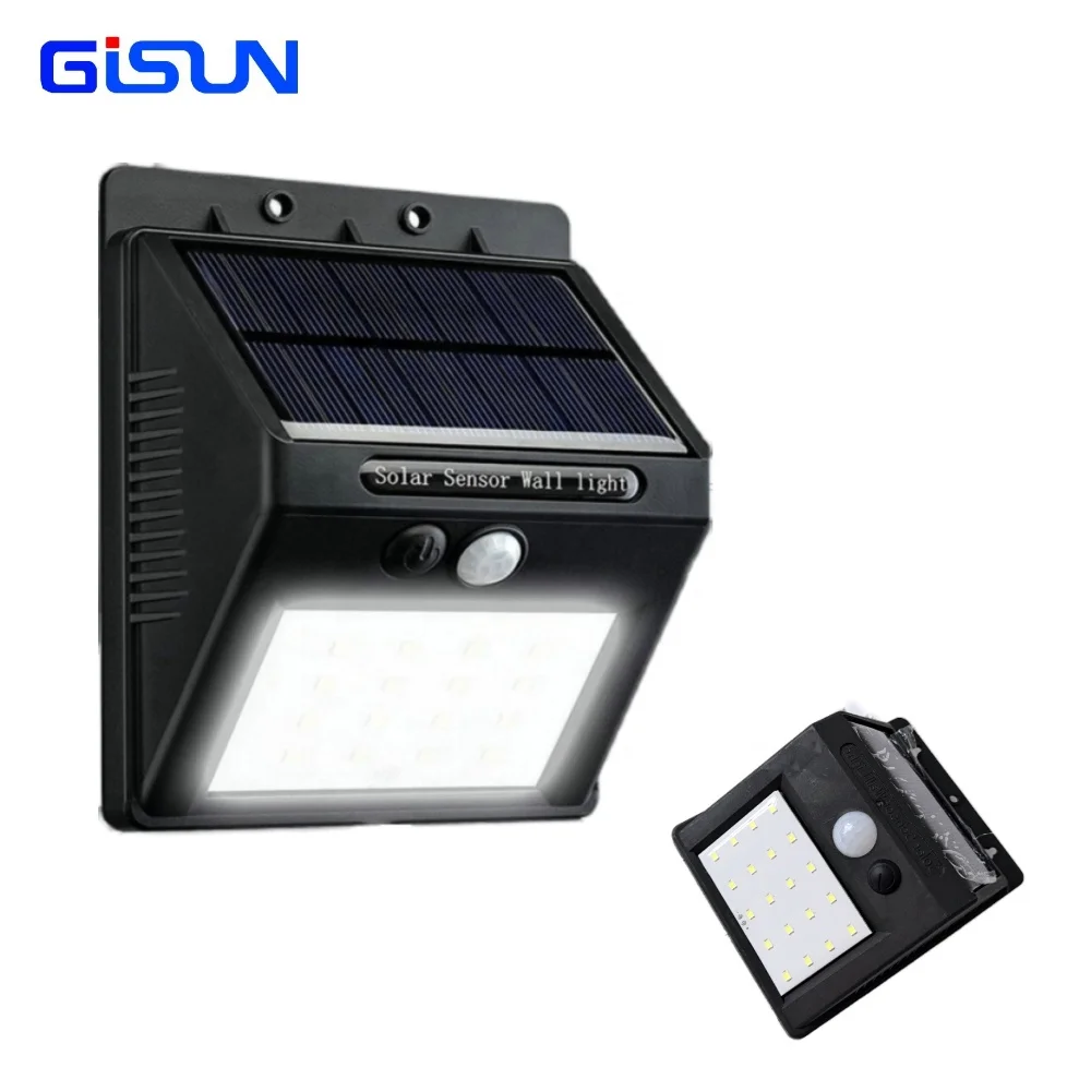 GISUN led Ip65 Waterproof Smd Outdoor Sensor Lights Wall Aluminum Solar Wall Lamp With Motion Sensor