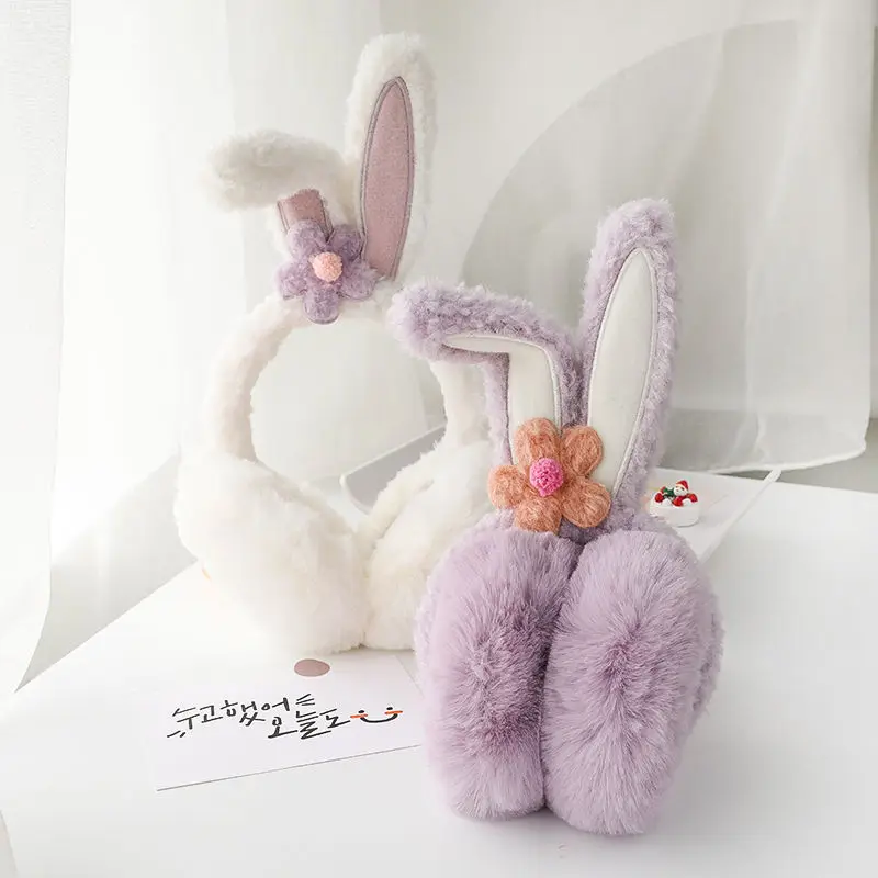 2021 Rabbit plush ear muffs female winter warm Korean version of the cute students ear cover