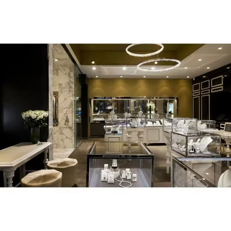 LUX Design Fashion Jewelry Showcase Custom Interior for Shop Elegant Cabinet Display