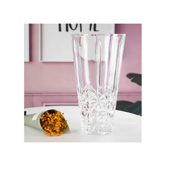 Amazon Hot Sale Table Decoration Transparent Crystal Glass Vase for Centerpiece