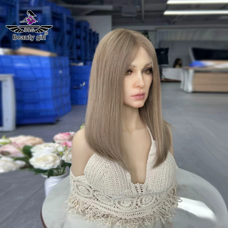 New Popular Premium Quality Light Color Glueless Free Part Small Knots Lace Front Jewish Wig European Hair Women Russian Hair