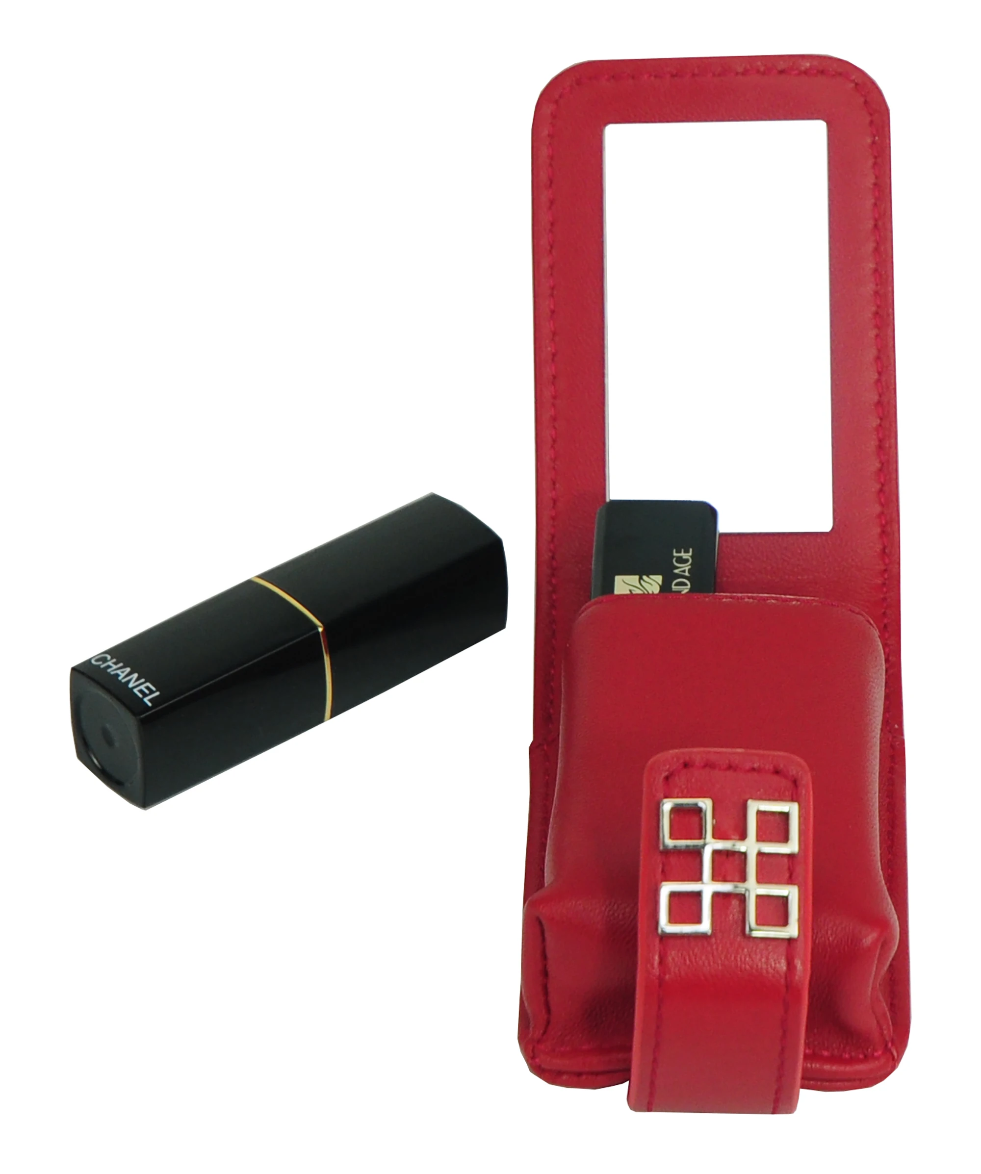 Sonny High End Lambskin Real Leather Lipstick Case Holder Mini Portable Travel Cosmetic Make Up Bag for 2 Lip Rouge