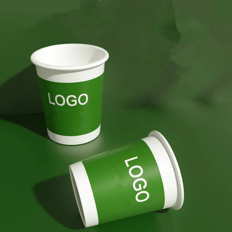 Customized logo Design plastic free paper cup Disposable Cold Drink Hot Coffee Paper Cup With Lid Sleeve Holder Takeaway