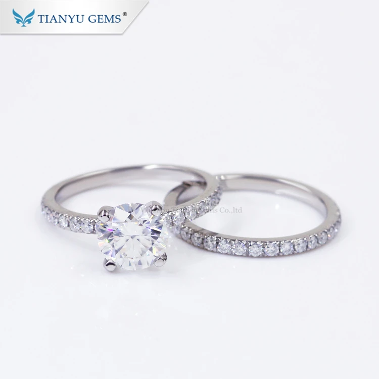 
Tianyu Gem Perfect Sit Flush Jewelry Rings Set 1.25CT Platinum Pt950 Moissanite Engagement Ring Wedding Band 