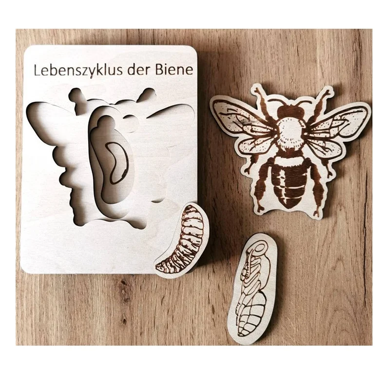 Early Education Wooden Puzzle Bee Frog Life Cycle Home Decoration Children Puzzle Board Teach Toys