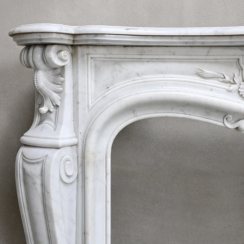 Custom Made Wholesale Stone Carved White Marble Fireplace Mantel Surround With Lion Chateau Home Decoration Designs For Sale