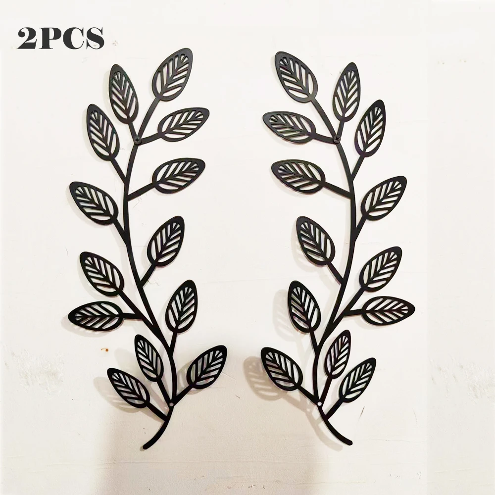 2-Piece Metal Olive Branch and Vine Leaf Wall Art Living Room Hallway Wall Decoration Modern Tree Leaf Wall Hangings