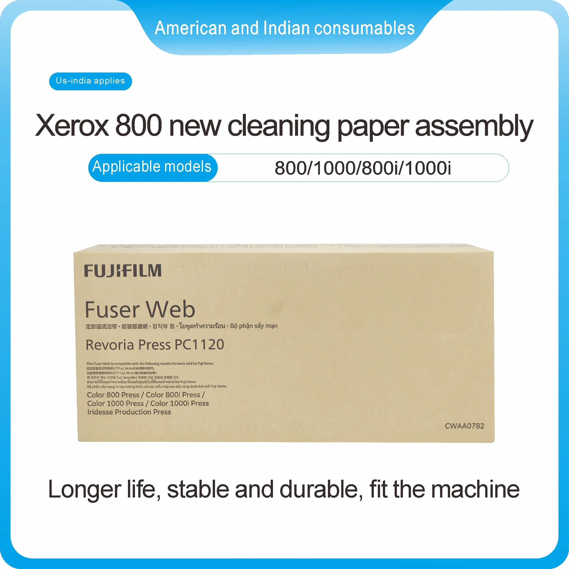 FUJIFILM  Fuser Web New Cleaning Paper Assembly Use For Color 800  800i 1000 1000i Press