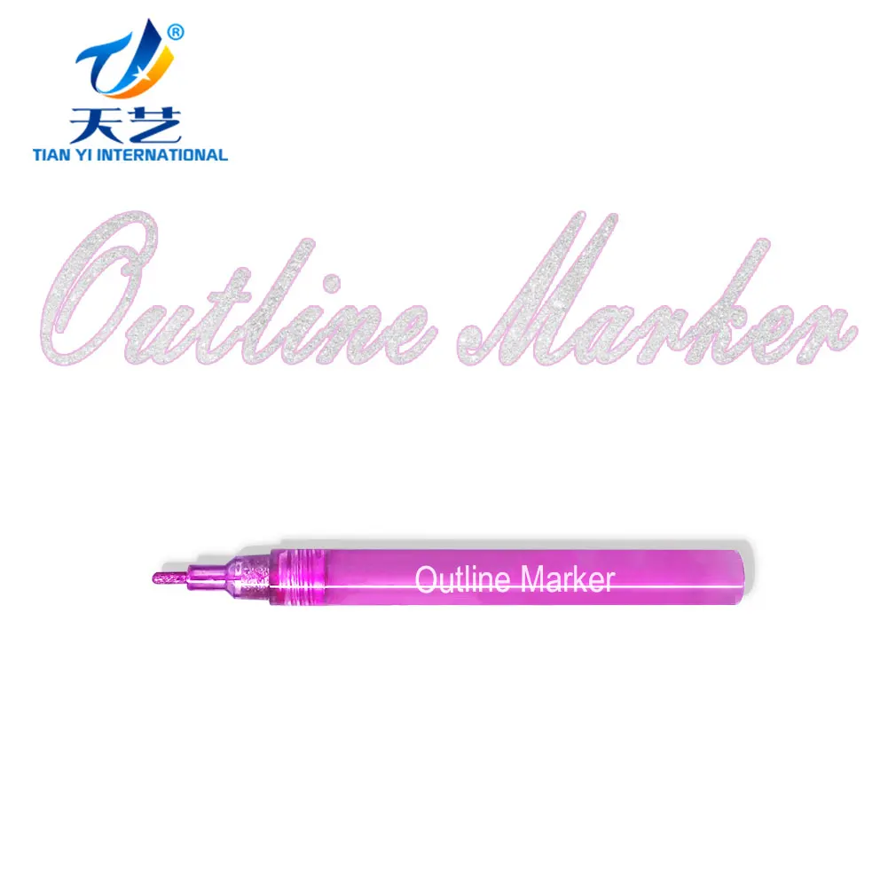 
Double Line Pen Fluorescent Glitter Marker Pen Outline Pen Stationery for Card Making, Birthday Greeting, Scrap Booking, 