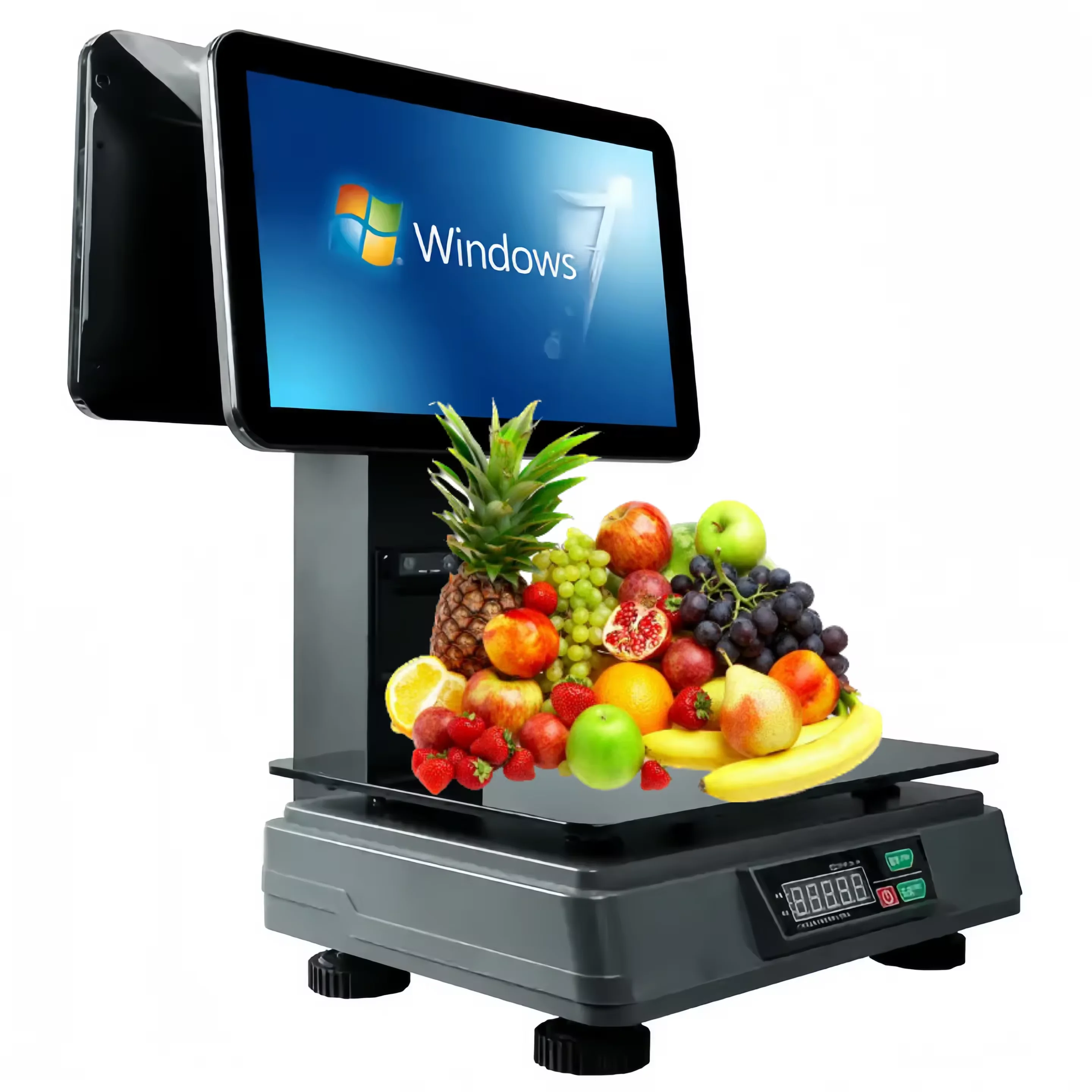 Cheap Price 2+32GB Win-dows7 POS System 15.6+14 Inch Dual Screen Retail All In One Pos Machine with Printer and Scale