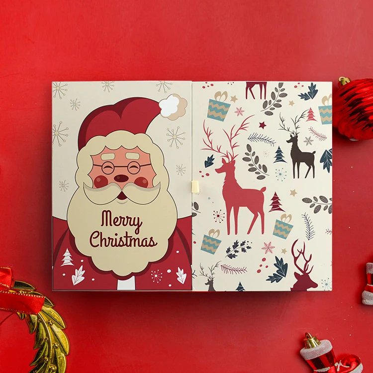 Factory  Custom Ramadan Christmas Chocolate Calendar Advent Boxes Paper Cosmetic Cardboard Packaging 24 pieces small drawer Gift