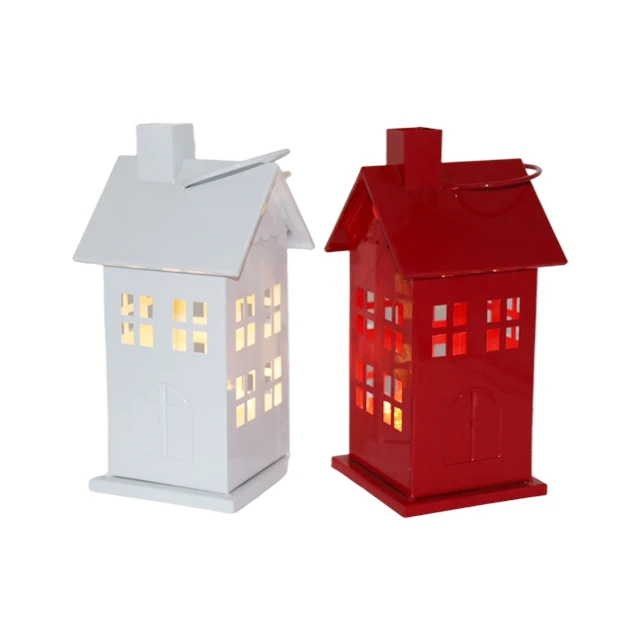 Набор из 2 рождественских украшений, высококачественные металлические подсвечники, рождественские подвесные украшения для дома с теплым белым светодиодом