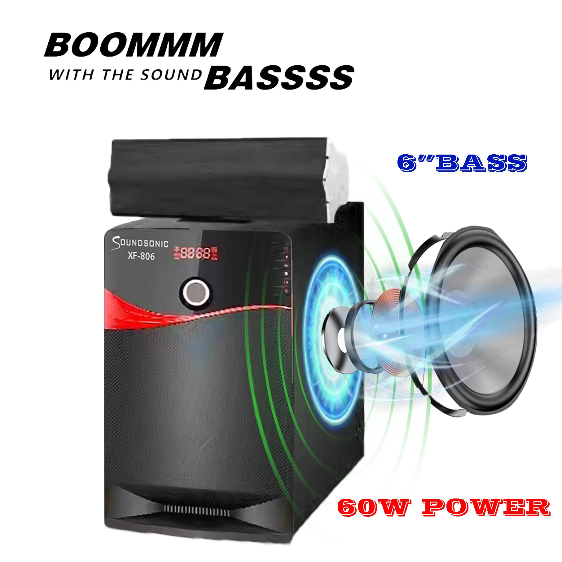 Hot sale   Creative 6.5 Inch Subwoofer Pa Column Speaker 5.1 Home Theater Tower Systems With Fm Radio xf-806