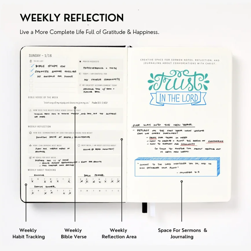 TaiYon на 278 странице жесткая кожаная Библия Золотая фольга журнал благодарности христианские записные книжки