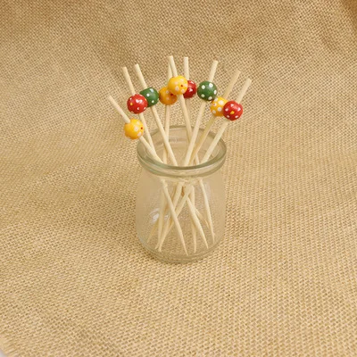 
Disposable bamboo flower stick 12cm cocktail decorative stick dessert stick 