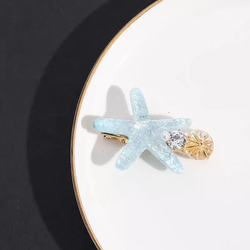 South Korea INS holiday wind sea starfish hair clip set diamond super flash clip temperament bangs hair clip headwear