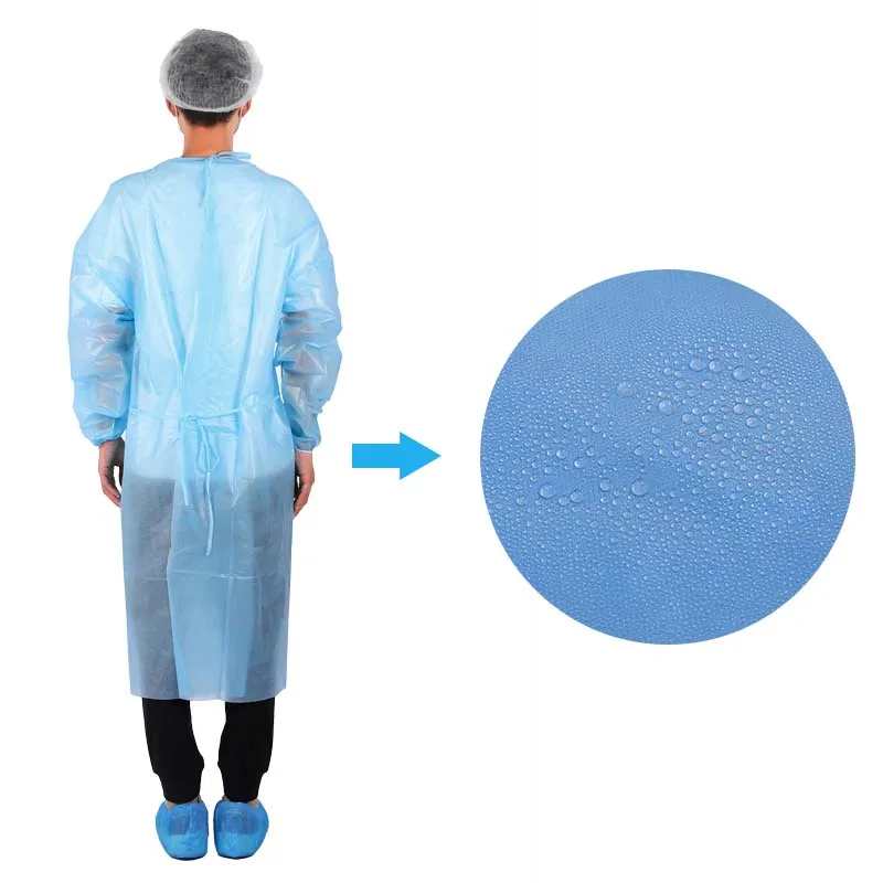 High quality custom disposable isolation gown pe gown Applied to hospitals