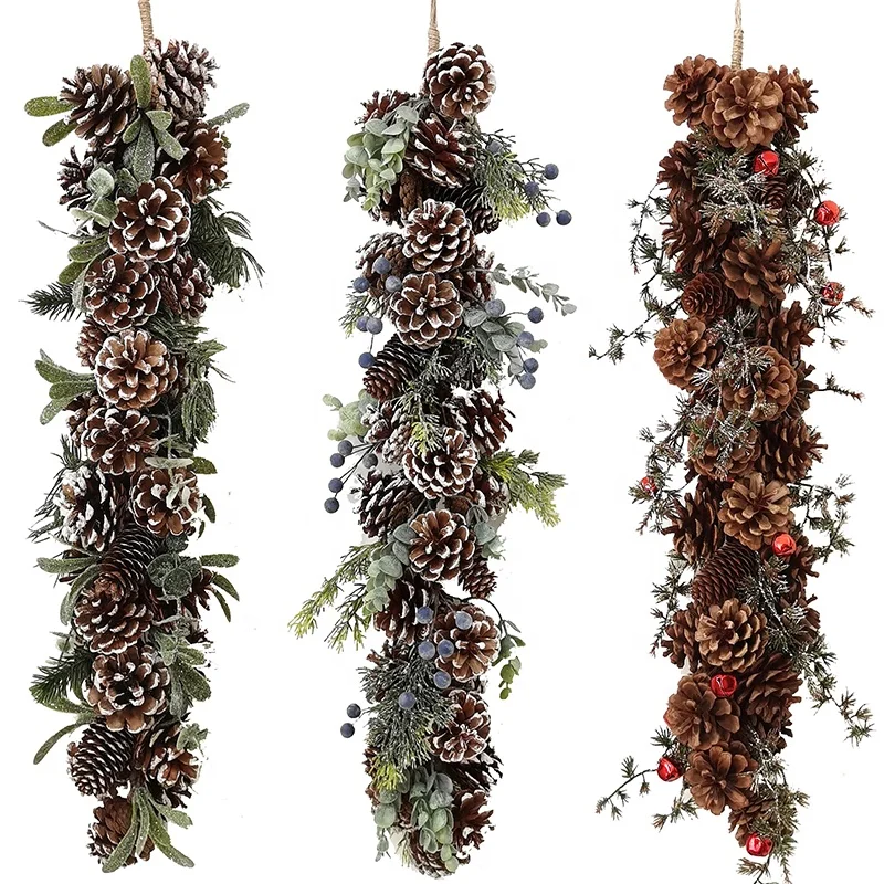 Christmas wreath decoration garland flowers norfolk pine artificial garland for front door outdoor home decor table garland