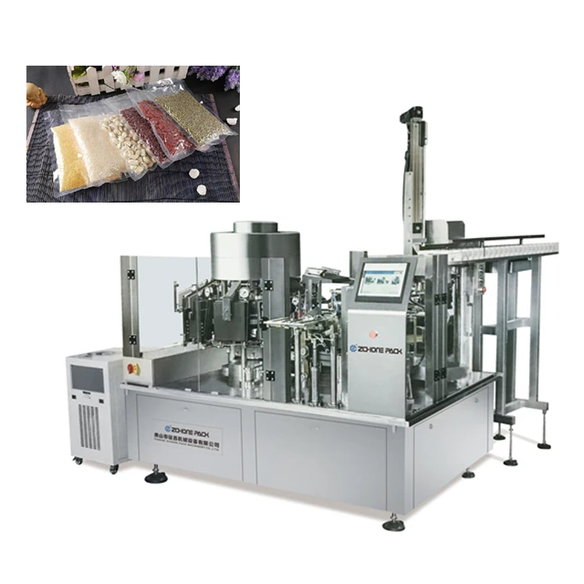 Chicken / beef/ corn /automatic multi-function Rotary vacuum Packing machines pouch  rice granule food  packaging machines