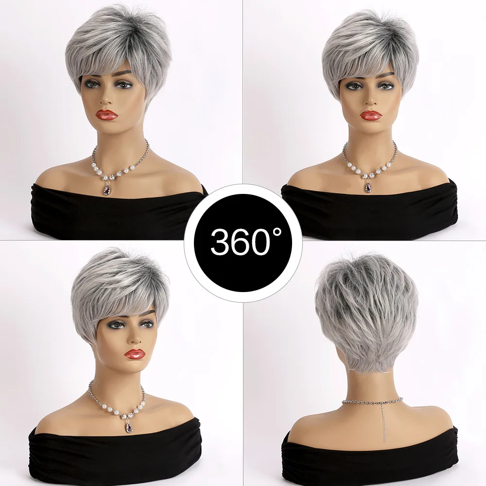 2024 Cheapest pixie cut synthetic wig heat resistant fiber synthetic wigs machine made wigs for women
