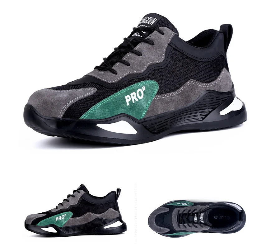 Flying woven labor protection shoes Lightweight anti-skid and wear-resistant safety protective shoes in summer Breathable, anti-