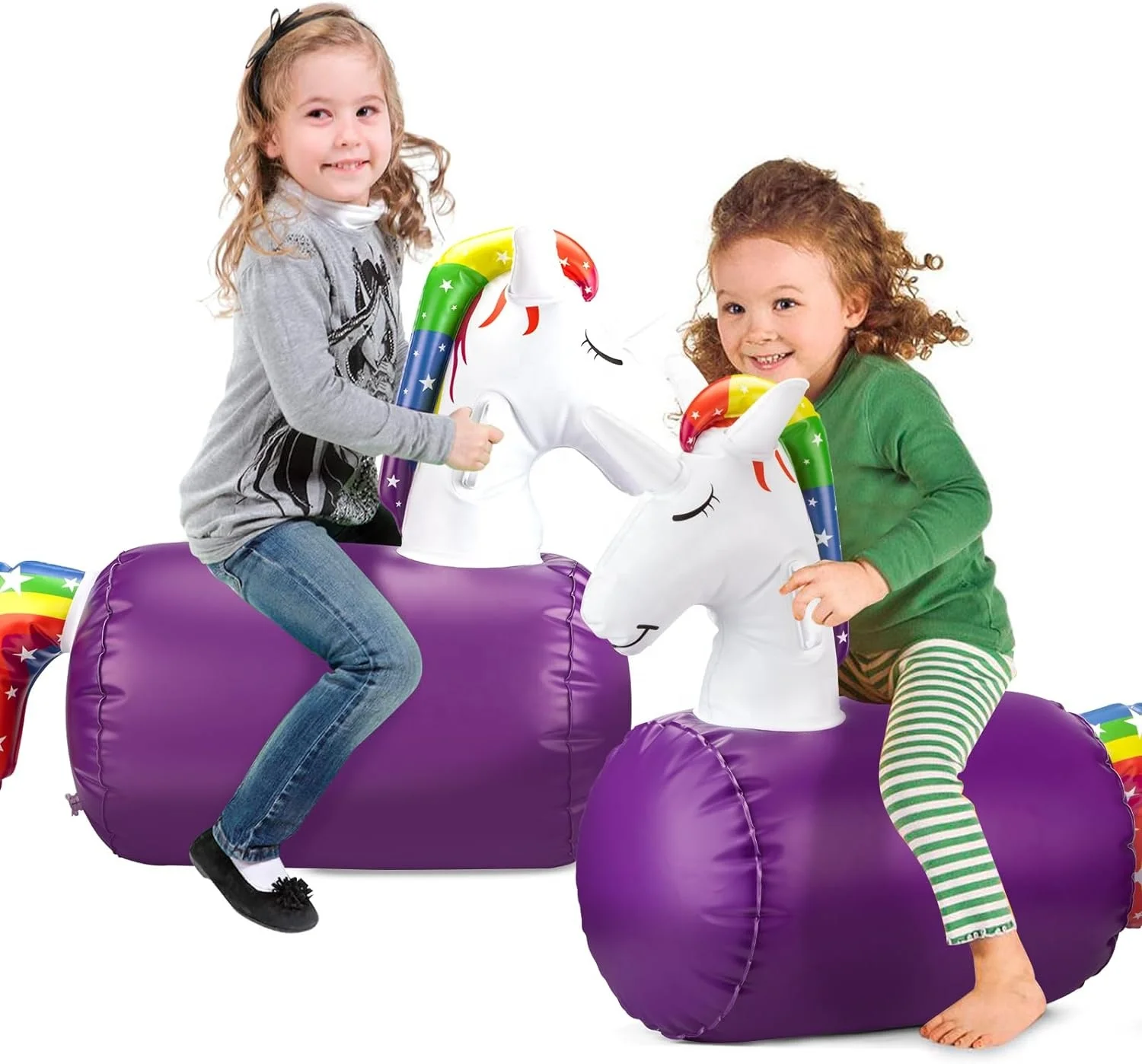 LC Kids Unicorn and  Dino Hopping Toys Inflatable Jumping Ride on Bouncer Hopper Horse Inflatable Bouncing Ride-on