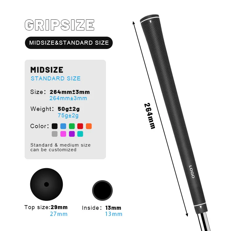 Wholesale Golf Grip Custom Logo Standard Golf Club Grip OEM Rubber Midsize Golf Wood Iron Grips