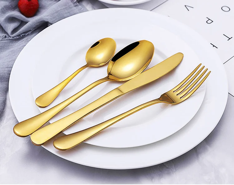 Bright Silver Handle Stainless Steel Cutlery Coffee Spoon Knife And Fork Set
