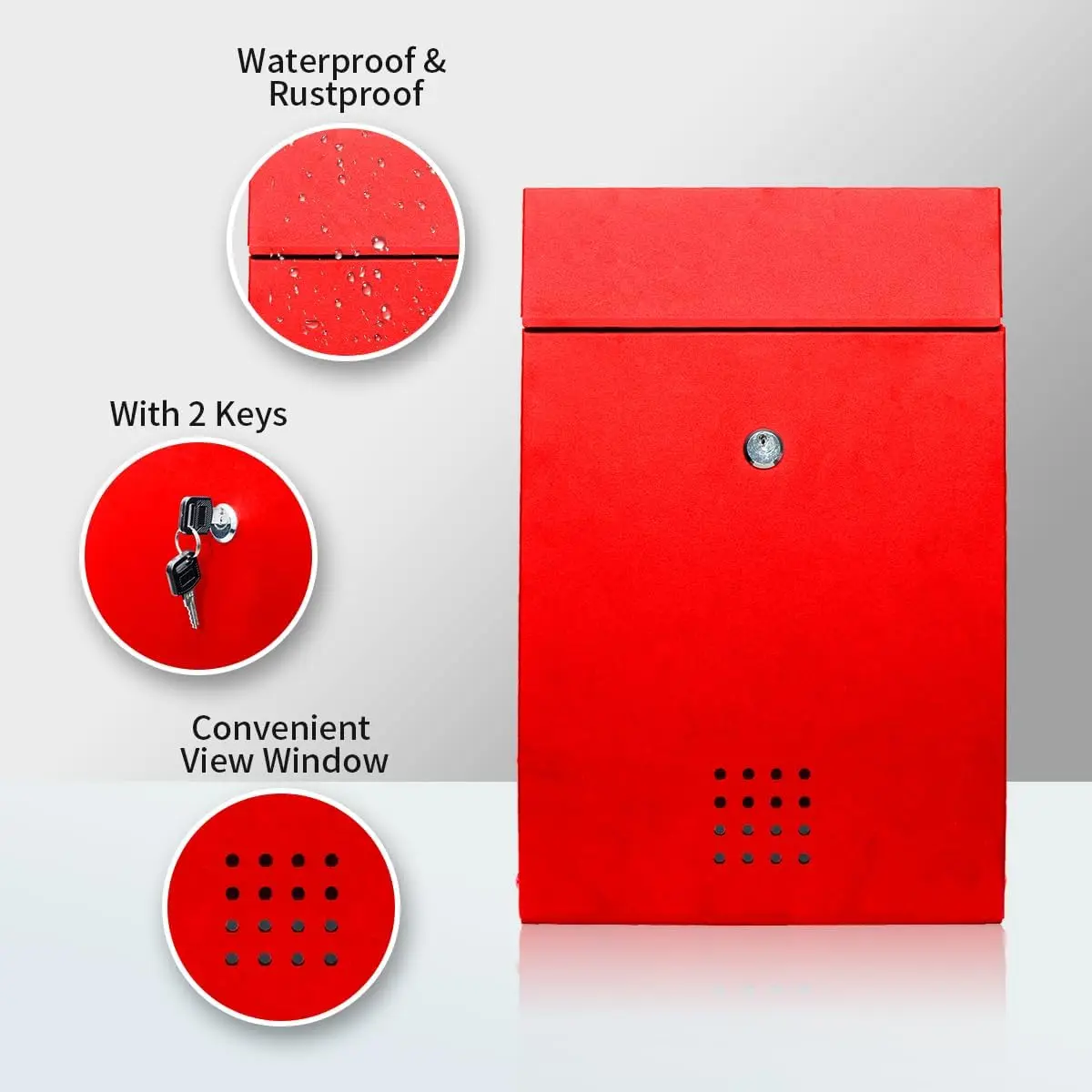 Custom Red Outdoor Metal Wall-Mounted Mailbox with Combination Lock Custom Steel Mailbox for Residential Use