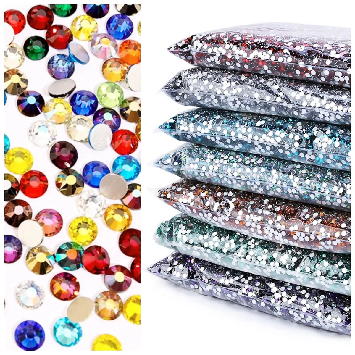 Sale SS3-SS50 Colorful Non Hotfix Rhinestones Glitter Crystal Glue On Strass Diamond Rhinestones For Garment Nail art Decoration