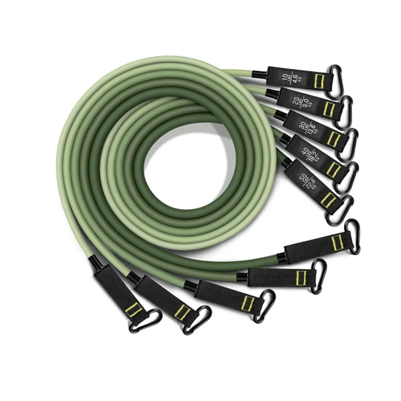 2022 new army green Heavy Duty  Resistance Band Set 150/200 LBS Workout expander 11 Pieces Pull Rope Pilates tube Suit