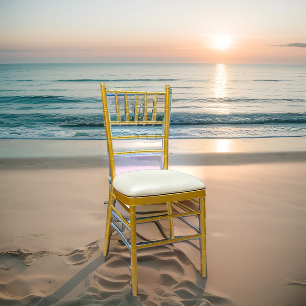 Wholesale Modern Metal Stackable Banquet Wedding and Event Chiavari Chair with Cushion for Bar Living Room