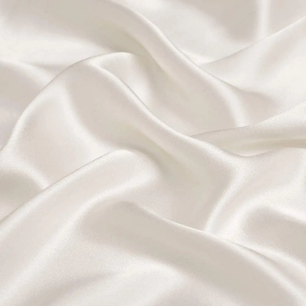 Raw White 100% Pure Silk Fabric Solid Color Charmeuse Fabrics by The Pre-Cut 1 Yard for Sewing Width 44 inch