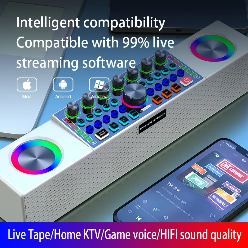 Home Video  Bedside Table Speaker Mobile Phone Charger Live Broadcast Sound Card All-In-One Machine  Waterproof Set Computer AUX