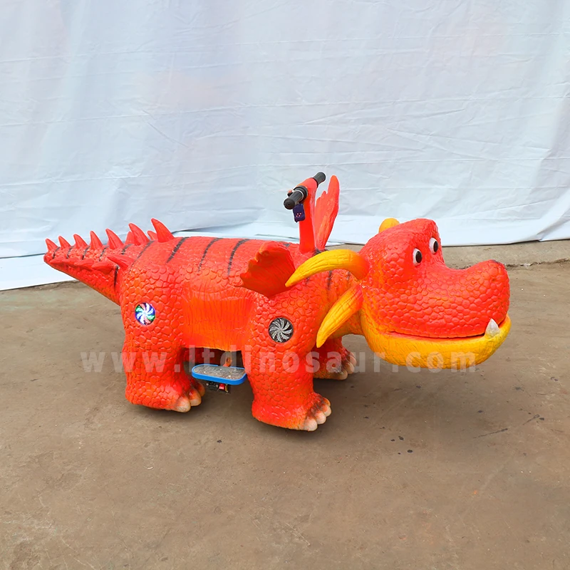 Amusement fun fair animatronic ride dragon on toy outdoor yard