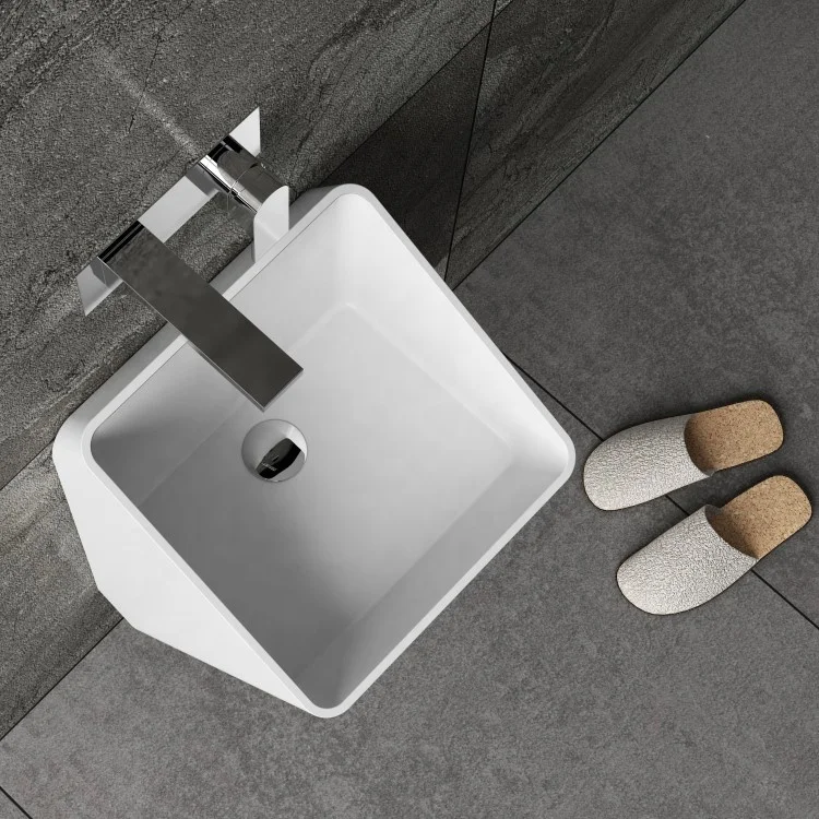 Bathroom concrete grey Wash Basin Cloakroom Round Acrylic Stone  Solid Surface Stone black marble carrara Pedestal basin