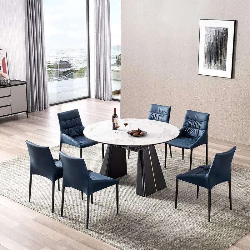 Wholesale high end quality modern round marble metal solid wood legs dining table