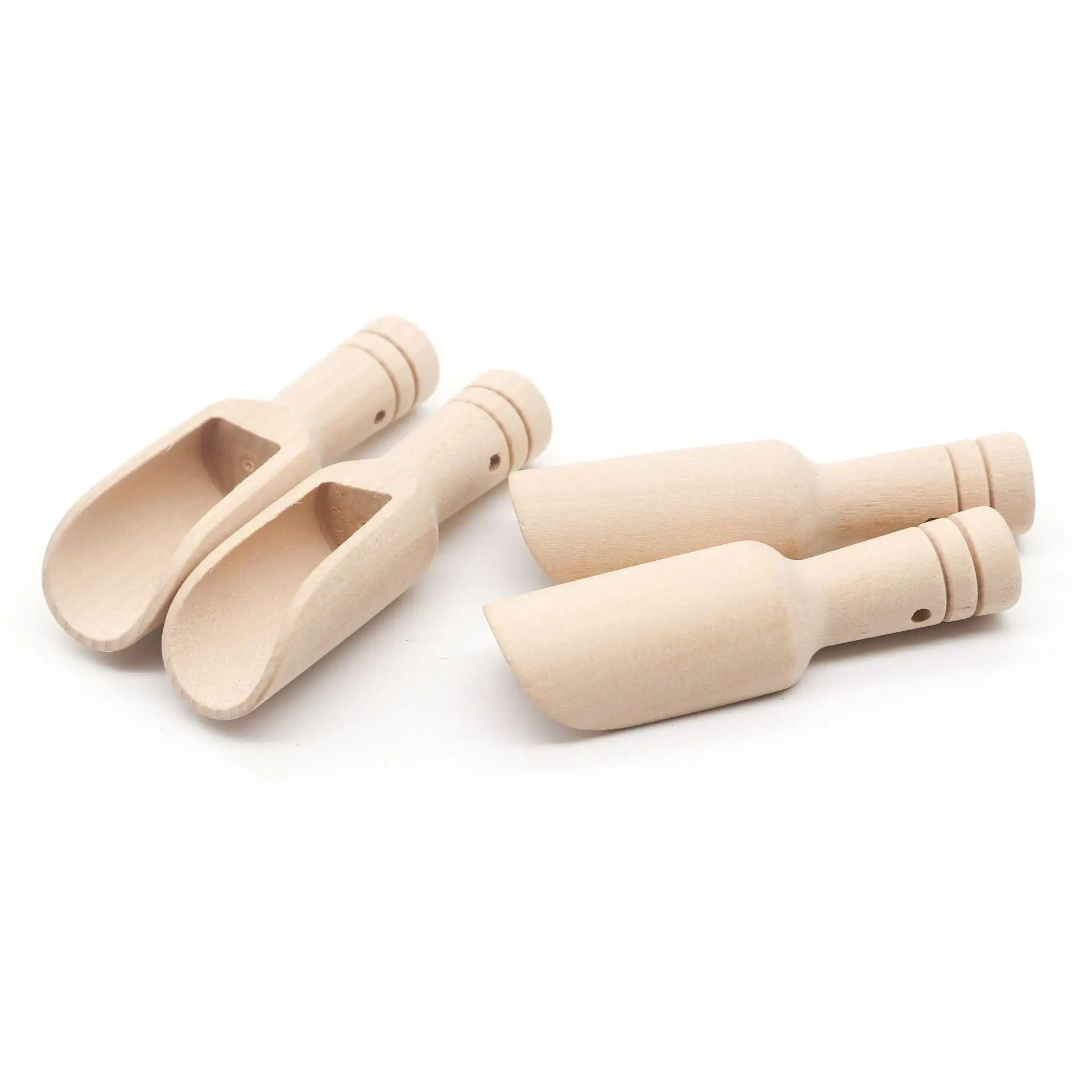 Ruizhuo Unpainted Wooden Kitchen Novelty Unique Measuring Spoon For Honey Candy Spice Bath Salt Candy Peas Wood Home Accessories