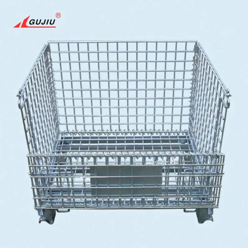 Large Capacity Galvanized Portable Metal Wire Mesh Bicycle Bike Steel Rack Heavy Duty Logistics Pallet Foldable Storage Cage
