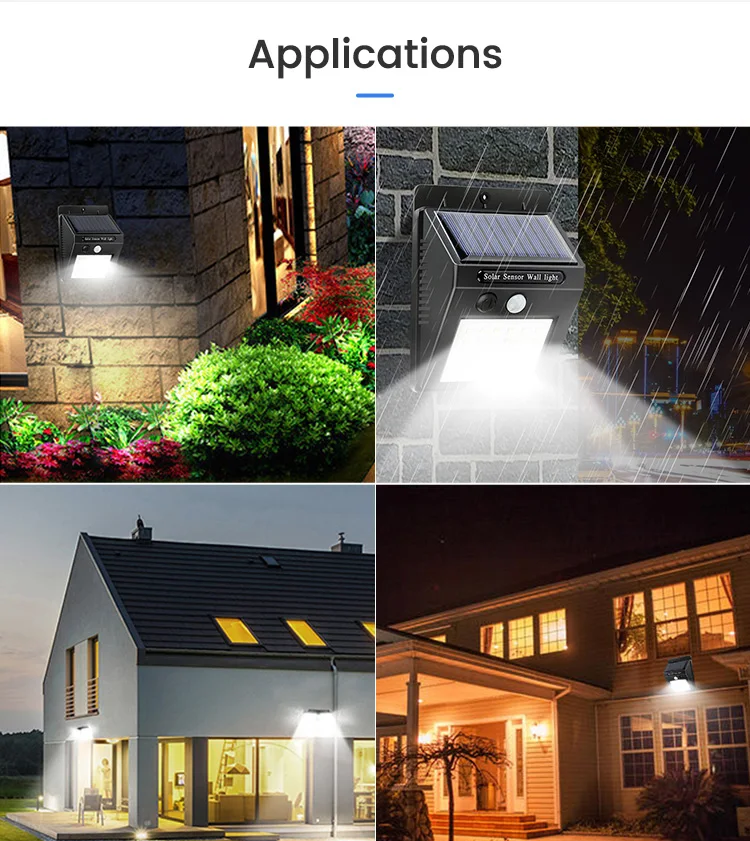 Недорогой водонепроницаемый настенный светильник IP65 на солнечной батарее, наружный светильник с датчиком движения для лестницы