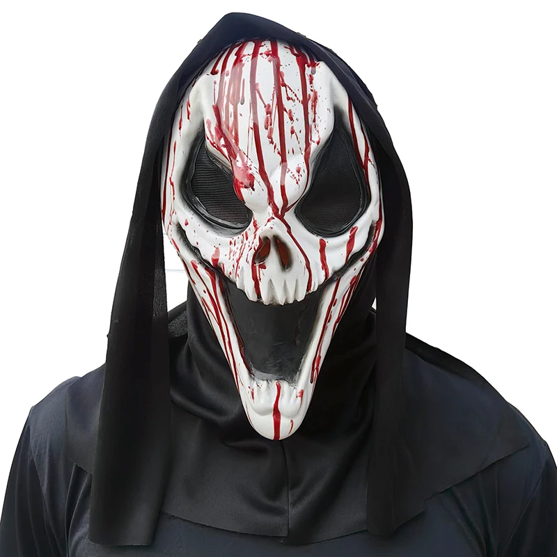 New Screaming Mask Ghost Face with Blood Horror Movie Character Costume Nature Latex Halloween Party Masks for Carnival