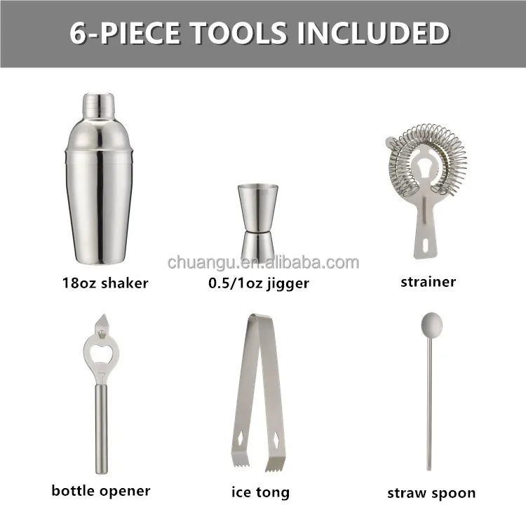 
Amazon Wooden Stand 18oz Stainless Steel Cocktail Shaker Bartender Kit 