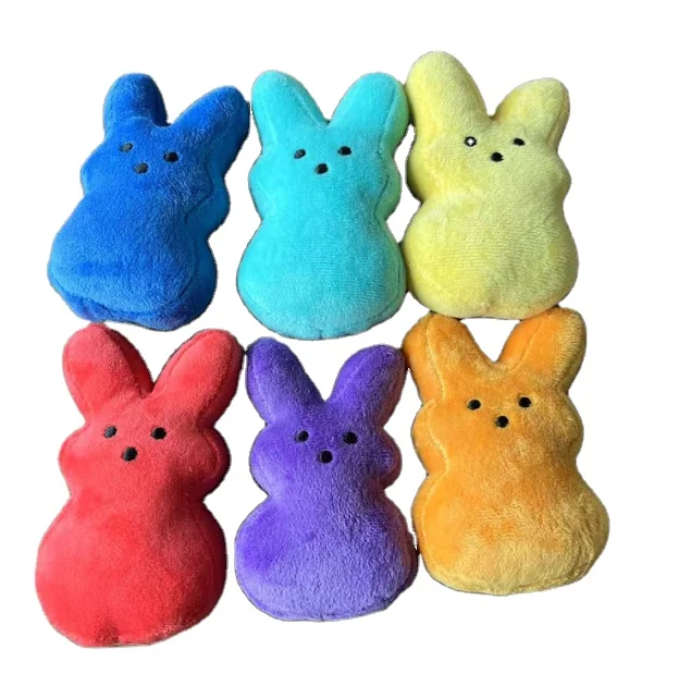 New Hot Easter Bunny from Peeps Soft Stuffed Anime Toy with LED Lighting PP Cotton Filling for Birthday Gift Packaged in OPP Bag