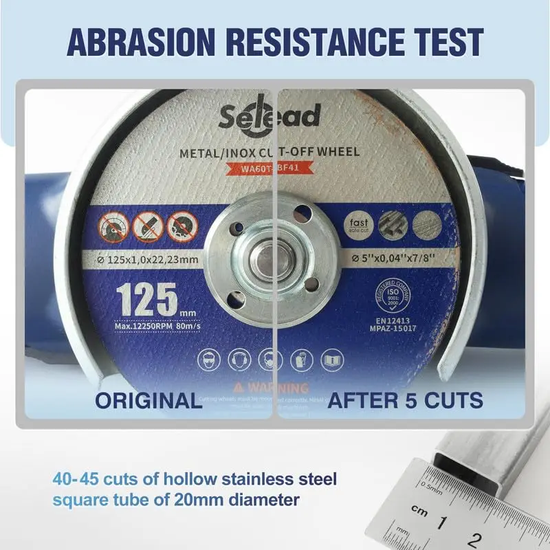 Ultra-Thin 1.0 mm Blue Flex Discs 500-Piece Durable 125mm Cutting Disc for Stainless Steel Compatible with Angle Grinder