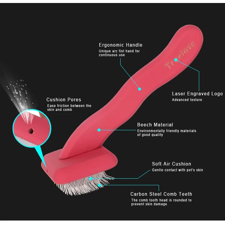 Truelove High Quality and Good Price Advanced Pet Hair Dematting Comb Pin Brush Cozy Pet Dog Cat Hair Removal Grooming Comb Brus