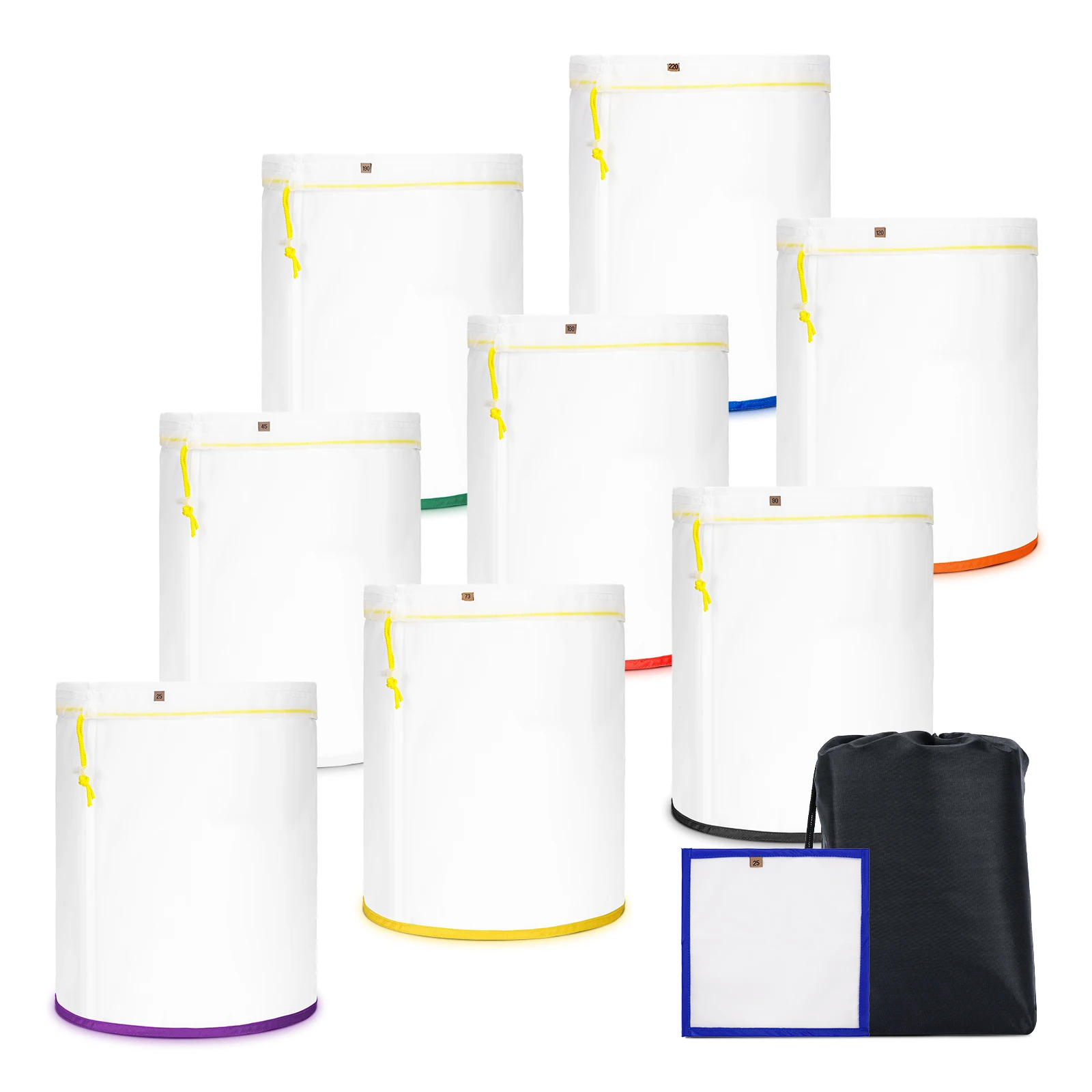 Reusable All Mesh 5 Gallon 8 Bags Set Bubble Bag for Food Strainers, Almond Milk Bag - Fine Mesh Nylon Cheesecloth Coffee Filter