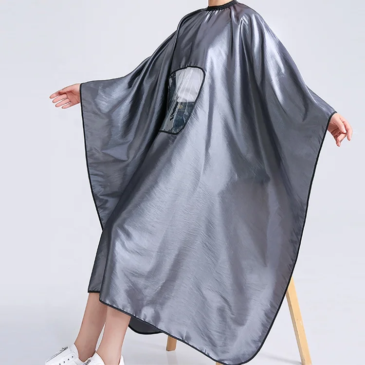Professional Plain Barber Cape With Clear Window Logo
