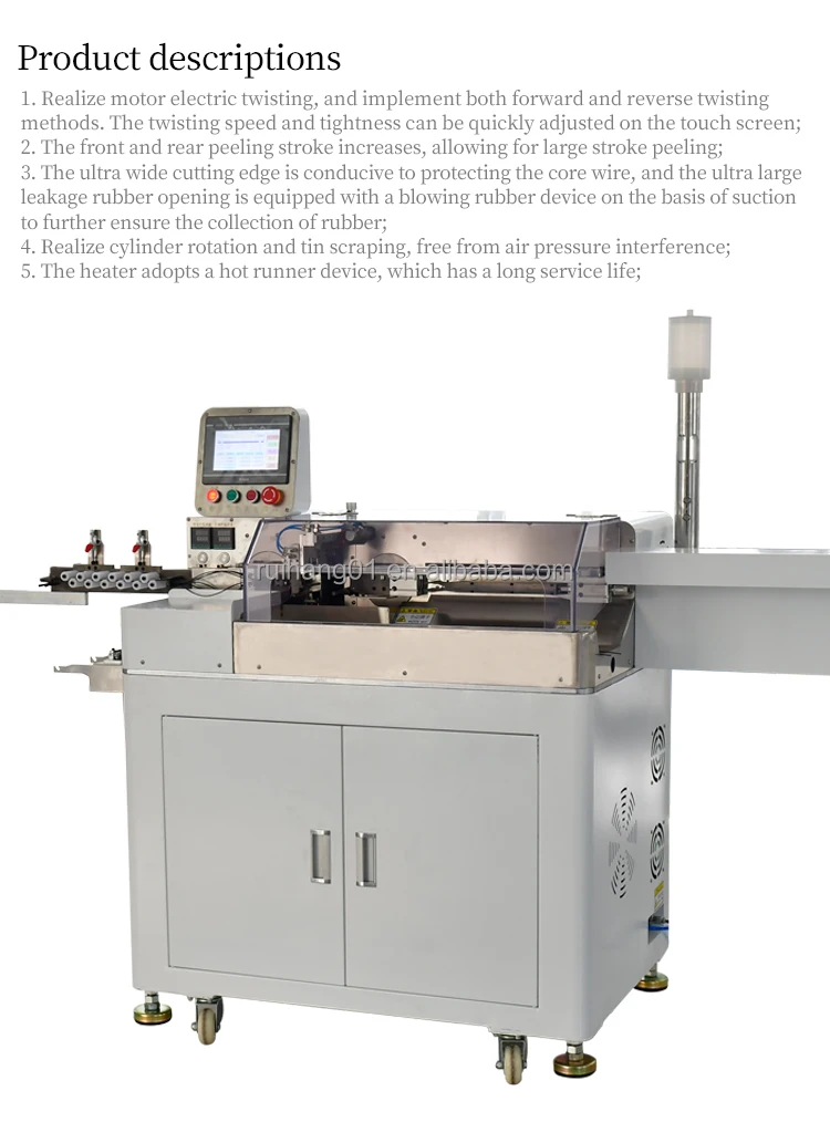 Fully automatic wire cutting, stripping, twisting, tin dipping, single and double head crimping, double head tin dipping machine