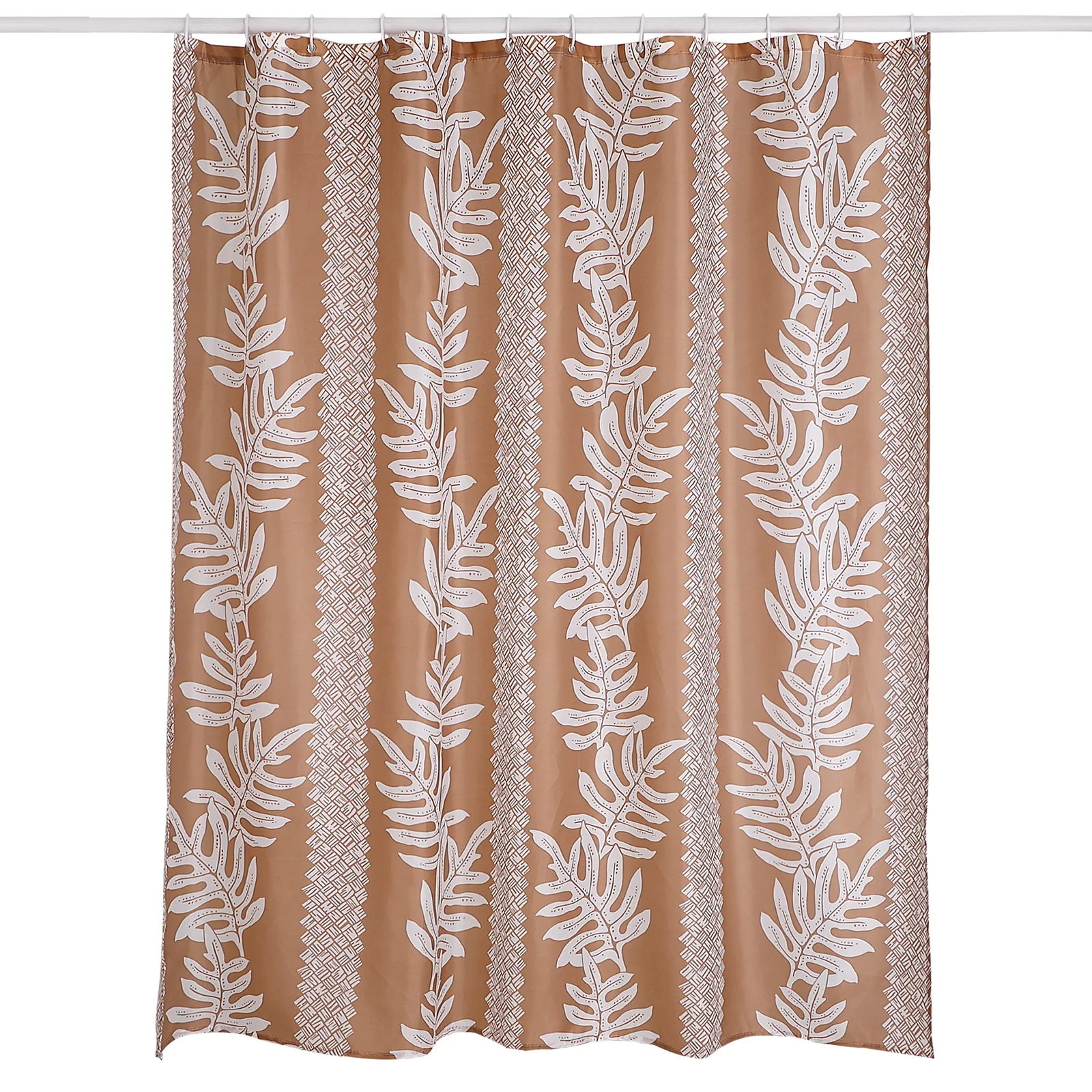 100% Polyester Fabric Shower Curtain with Plastic C Hooks Set of 13