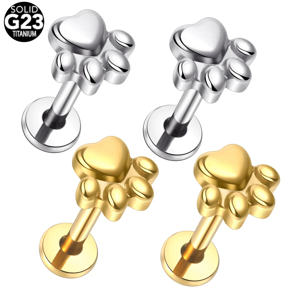 Internally Threaded Titanium Cat Claw Earring Ear Stud Labret Piercing for Women Men Labret Monroe Jewelry Surface Piercing